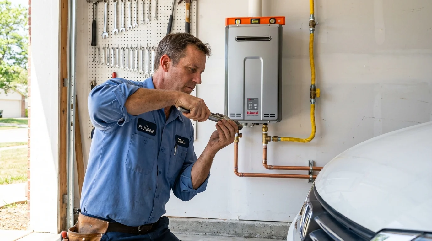 Tankless water heater installation by a Johns Plumbing LLC plumber in Fredericksburg